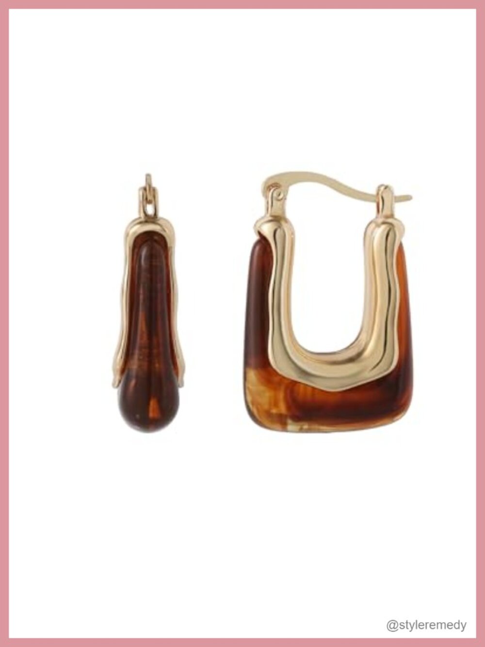 Square Hoop Earrings with Yellow Gold-Tone Plating and Latch Back